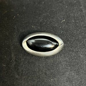 Barse Sterling Silver and Onyx Eye Shaped Slider Pendant (3706)